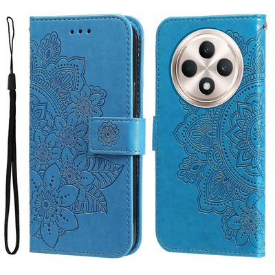 Oppo Reno12 F 5G -kotelon kukkanahkainen puhelimen kansi lompakkotelineellä