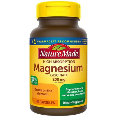 Nature Made Nature teki korkean imeytymisen magnesiumglysinaatti 200 mg kapselit, 60 ea