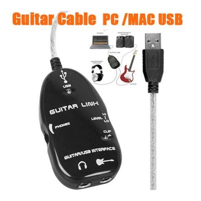 Ruili 6,3 mm stik til usb-guitar link kabeladapter guitar til pc Mac optagelse afspilning sort og hvid