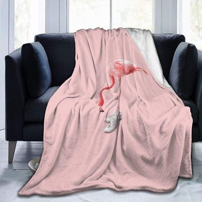 Sneaker Flamingo Kast Teppe Myk Flanell Fleece Varmt teppe for sofa, seng, sofa, stol, kontor, reise, camping-R159 60x50in 150x125cm