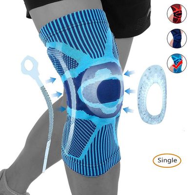 Ny 1 stk fitness kører knæ støtte beskytte sport seler knæpude elastisk nylon silicium polstret gym kompression knæ pad ærme Blå M