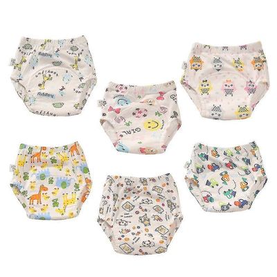 6 pakkausta Unisex Cotton Uudelleenkäytettävä Potty Training Vedenpitävä Koulutus Housut tyyli 5 100