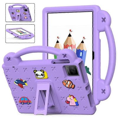 Yhteensopiva TCL Tab 10 Gen 2 / T-Mobile REVVL -välilehtikotelon kanssa EVA söpöt kuviot tabletin kansi jalustalla ja kahvalla Violetti