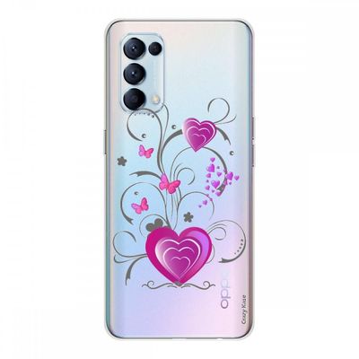 Crazy Kase Shell Til Oppo Find X3 Lite Soft Silicone 1 mm, hjerte og sommerfugl