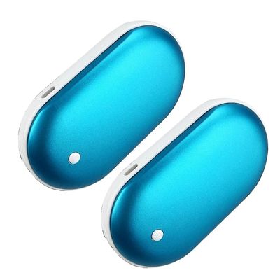 Hed! 2 pakke genopladelige håndvarmere Power Bank elektrisk lommevarmer varmer USB Blå