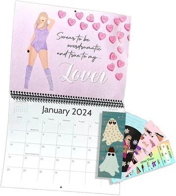 Eras Tour Kalender 2024, sjov musik elsker fans album gave, månedlig kalender håndlavet hjemmekontor hængende kalender memo, fa Calendar Bookmarks