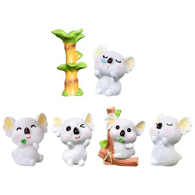 6 stk bursdag cupcake topper mikro landskap potter dekor miniatyr figur koala tegn leker Lys grå 3.3X3.1CM