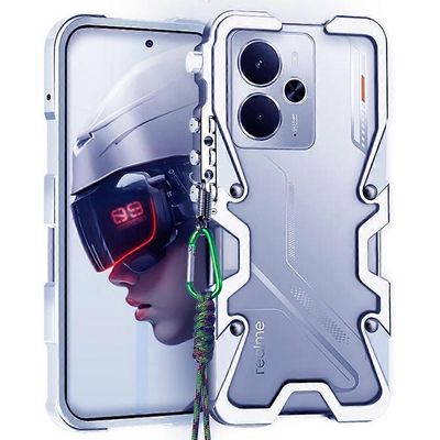 Realme 14 5G:lle Puskurikotelo Alumiiniseoksesta Metalli Puhelimen Kuori Suojakuori - Hopea Monivärinen Silver