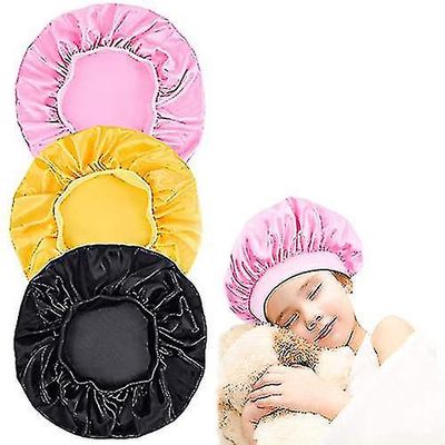 3 stk barn sateng lue sovehette silke bredt bånd natt hatter hår for naturlig hår tenåringer småbarn barn baby