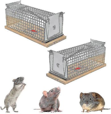 2 pakkausta inhimillisten hiiren ansoja (15,3 x 6 x 7,2 cm) Metalliset livehiirihäkin hiiriloukkuja