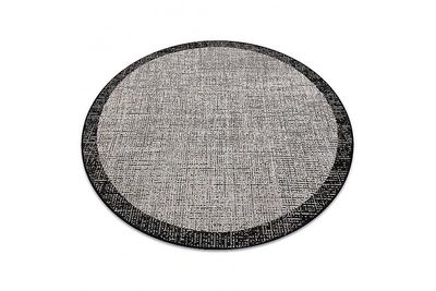 RugsX TÆPPE SIZAL FLOORLUX CIRCLE 20401 Ramme sølv / sort grå circle 120 cm