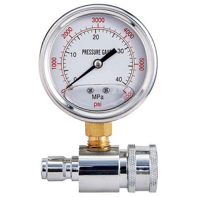 painepesurimittari, 6000 PSI, 3/8 tuuman pikaliitäntä, painemittari pesurille Hopea