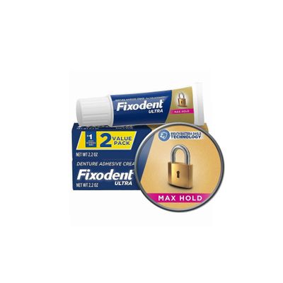 Fixodent Ultra Max Hold -hammasliima, maustamaton, 2,2 oz/2 pakkaus