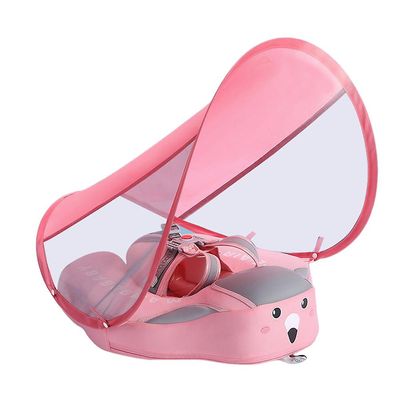 unbrand Premium Smart svømmetrænere med solsejl Ingen oppustning lækagesikre baby svømmeringe Pink