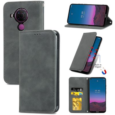 Gangxun Case Til Nokia 5.4 Magnetisk lukning Læder Tegnebog Cover Housse Etui Shockproof - Grå