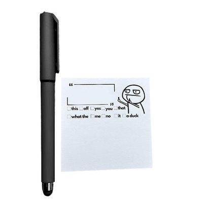 Fongwan Funny Fuck Sticky Note Paper Set, Outta Fucks Pad og penn, Self-stick Pads lett å legge inn for hjem, kontor, notatbok, gaver til venner svart
