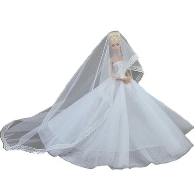 Lasten interaktiivinen lasten juhlasarja Realistinen nukelle hääpuku vaatteet asut teeskennellä leikkiä kannettava koristeellinen valkoinen hääpuku