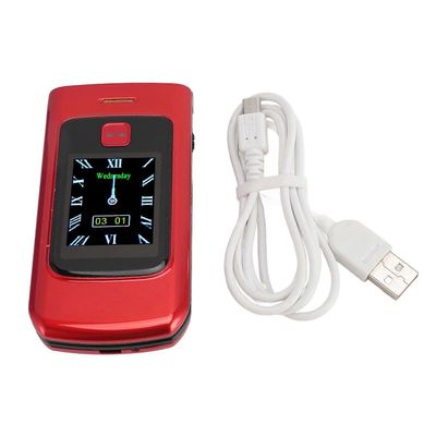 Senior Flip -puhelin vanhuksille - isot painikkeet, kova ääni, 4800 mAh akku, kaksi SIM-korttia, punainen