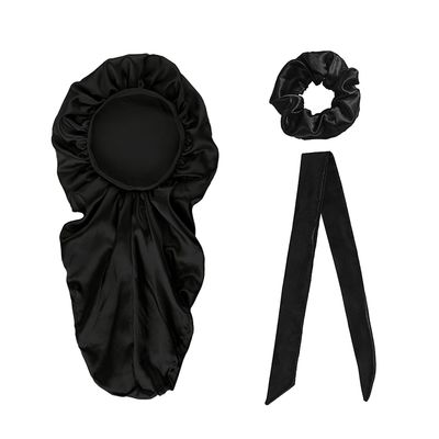 Long Satin Bonnet Sleep Caps Komfortabel silkeaktig for langt krøllete hår Champagne