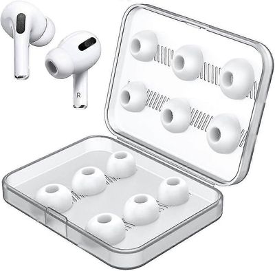 12 kappaletta korvaavat korvatyynyt Airpods Pro Silicon -nappikuulokkeiden kärjille, joissa on kannettava säilytyslaatikko (valkoinen) (6 paria)