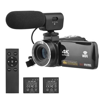 4K digitaalinen videokamera WiFi-videokamera DV-tallennin 56MP 18X digitaalinen zoom 3.0 tuuman IPS-kosketusnäyttö musta