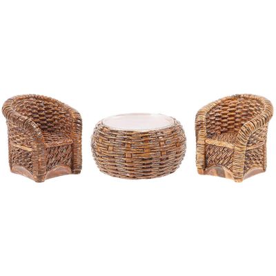 Huonekalut nukkekotiin Miniatyyripöytä ja -tuoli Mallisarja Simulaatio Neliö Muovi 1 sarja Vaaleanruskea 3.50X3.50X1.50CM