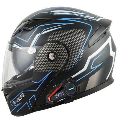 unbrand Bluetooth Motorsykkel Full Hjelmer Lett Anti-tåke Head Protection Tool Motorsykkel Utstyr Matt Svart Blå M