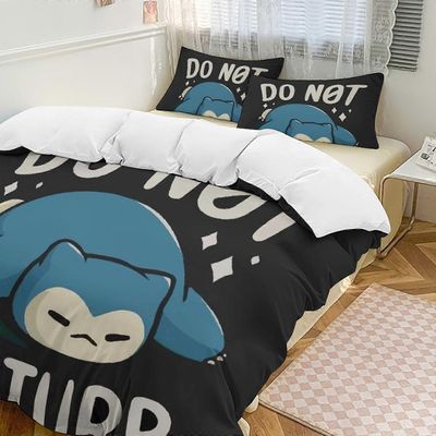 Vuodevaatteet GD444 Snorlax sänkypussilakana Hauska anime sarjakuva vuodevaatteet Kevyet 3-osaiset lohdutussetit, 1 pussilakana ja 2 tyynyliinaa HZ...