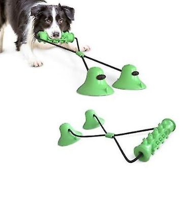 Handuo Pet Rope Legetøj med 2 sugekopper, hund puslespil tygge legetøj til store, mellemstore og små hunde grøn