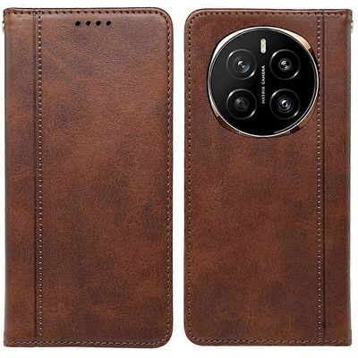 varten Honor Magic7 Pro 5G -kotelo piilotettu magneettinen suljin vasikan rakenne nahkainen puhelimen kansi-ruskea Monivärinen Brown