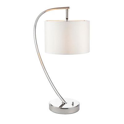 Endon Collection Lighting Josephine 1 Lys bordlampe Bright Nikkel, Vintage Hvid Faux Silk, E14