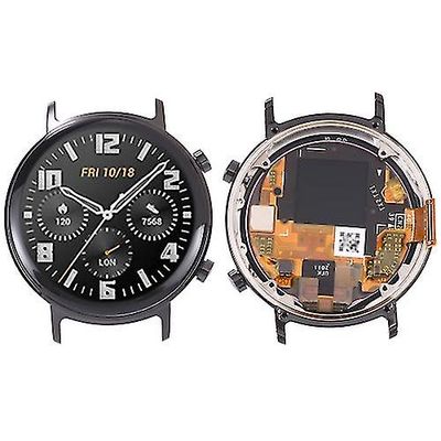 Erstatning LCD-skjerm og digitaliseringsenhet Full montering med ramme for Huawei Watch Gt 2 42mm Svart