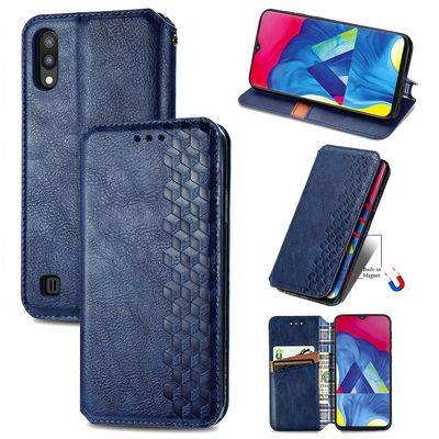 Gangxun Sag til Samsung Galaxy M10 Flip Cover Tegnebog Flip Cover Tegnebog Magnetisk Beskyttende Handytasche sag Etui - Blå