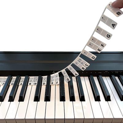 Pianoguide for nybegynnere, flyttbare pianoetiketter for læring, 88-tangenters størrelse, av silisk, ingen klistremerker, gjenbrukbare Svart