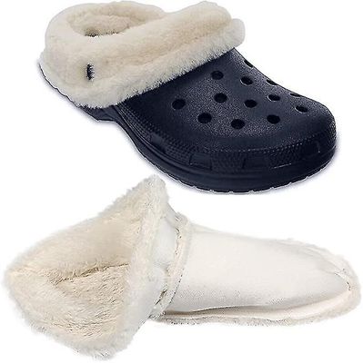 Pohjalliset Crocs-puukenkien vaihtoon, valkoinen turkissisäosa Vuori Kengän sisäpohja Lämmin irrotettavat karvaiset vuoraukset Crocs-kengät Puukenk...