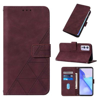 Gangxun Kompatibel med Oneplus 9 case læder folio cover tegnebog magnetisk premium tui coque rød