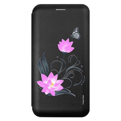 Crazy Kase Sag for Samsung Galaxy A21s sort mønster lotus blomst og sommerfugl
