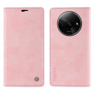YIKATU YK-006 Xiaomi Redmi A3 Case Folio PU nahka magneettinen absorptio puhelimen kansi - vaaleanpunainen Xiaomi Poco C61 4G
