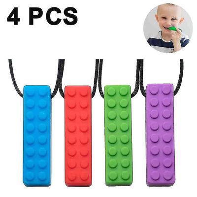 4 Pack Sensory Chew halskæde til børn småbørn med autisme, bidende behov, oral Motor Chewy Stick, teether Legetøj til autistiske Chewers, tyggegumm...