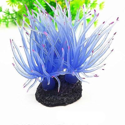 Redkid Akvaariokoralli, keinotekoinen pehmeänmeren vuokkokorallikasvi akvaariokalasäiliön koristeluun silikoniakvaariokoriste, sininen