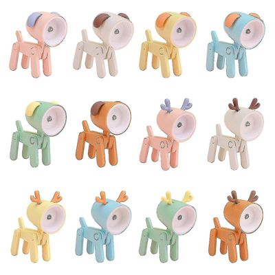 Mini sarjakuvaeläimet LED-pöytälamppu kannettava säädettävä söpö lemmikkien yövalo green dog