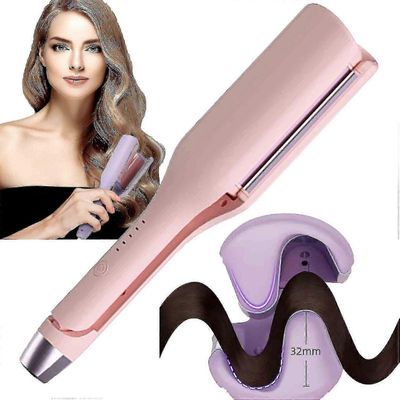 Wave Curling Iron Rommantic French Eggs Roll Curling Iron V-muotoinen keraaminen Big Waves Hair Crimper (EU Vaaleanpunainen
