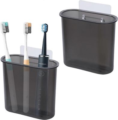 2 pakkausta seinäkiinnitteinen hammasharjapidike teline kylpyhuoneen turhamaisuustyötasoille, itseliimautuva hammasharjapidike c Musta