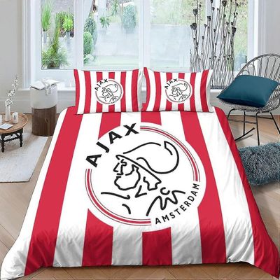 o2832 lakanat AFC Ajax vuodevaatteet, 3D-pussilakana tyynyliinoilla, pehmeälle mikrokuituiselle Football Club peittopäällinen vetoketjusulkimella 3...