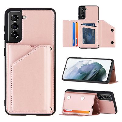 Gangxun Sag til Samsung Galaxy S21 Plus Vintage Cuir Cover Læderetui kofanger - Rose