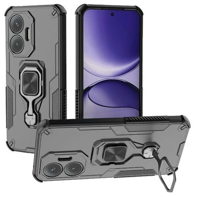 Xiaomi Poco F7 5G -kotelolle pyörivä rengasjalusta PC + TPU iskunkestävä puhelimen kansi Musta