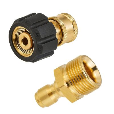 Høytrykksspyleradapter Sett Quick Connect-sett for snøskum M22 til 1/4inch Quick Connect, 500 Svartgold