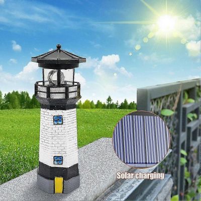 Led-aurinkomajakan anturimajakka pyörivä lamppupatsas puutarhan ulkovalo Musta