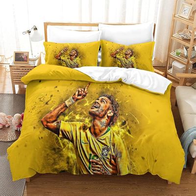 Neymar 3D-tulostettu peittopeite pussilakanasetti vetoketjulla pehmeä helppohoitoinen pussilakana peitto vuodevaatteet Neymar World Cup jalkapallot...