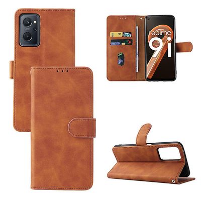 Etui til Realme 9i Cover Premium Læder Med Kortholder Flip Folio Magnetisk Etui Coque - Sort Brown